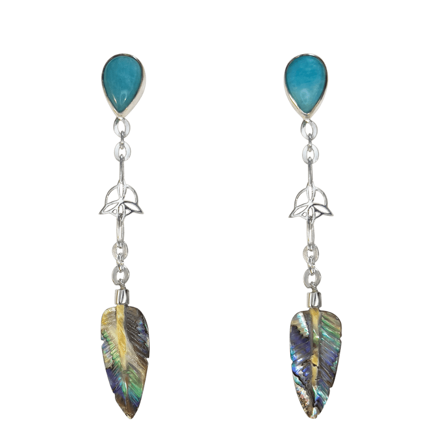 feather earrings amazonite